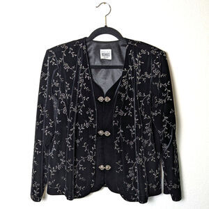 VTG R&M Richards Sparkly Floral Velvet Jacket Size L Petite Whimsigoth Vamp